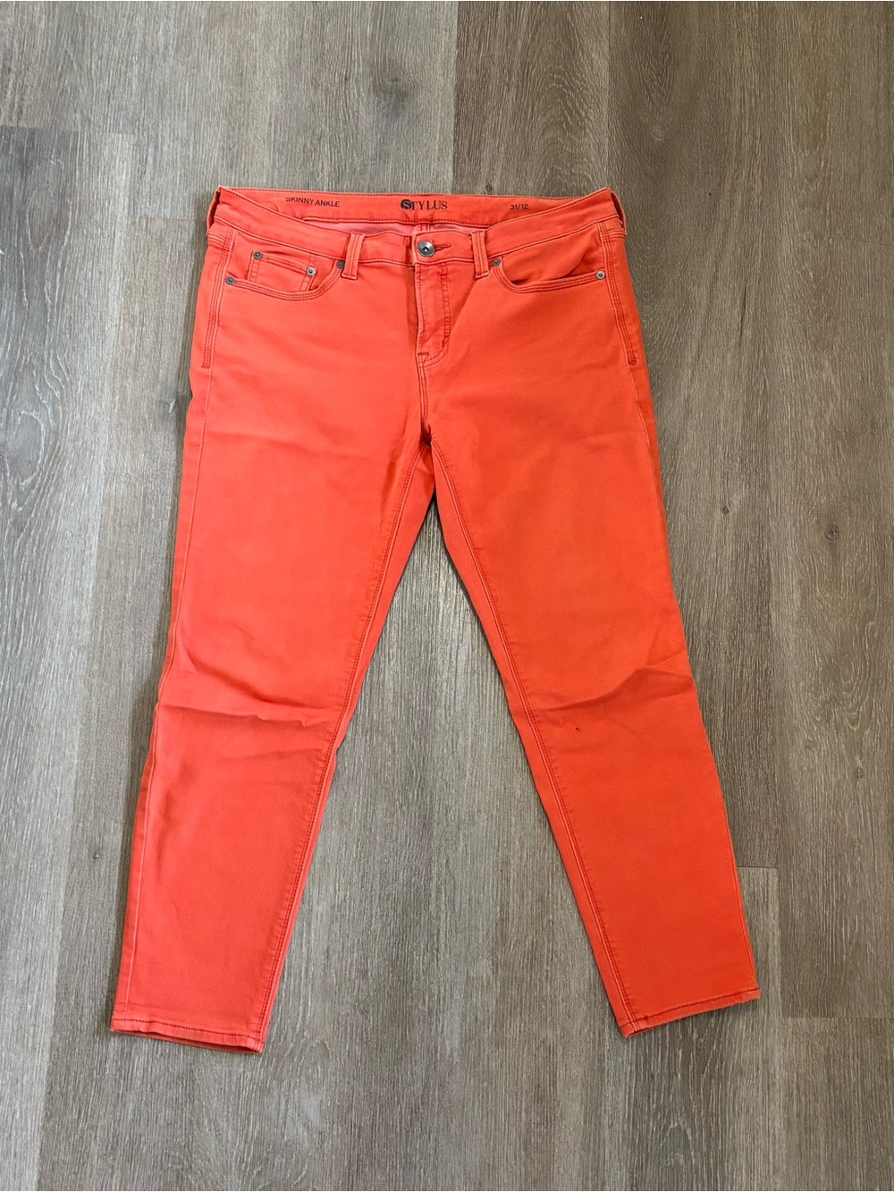 Stylus Skinny Medium Wash Button Zip Orange
Denim Jeans Cotton Women Size 31/12